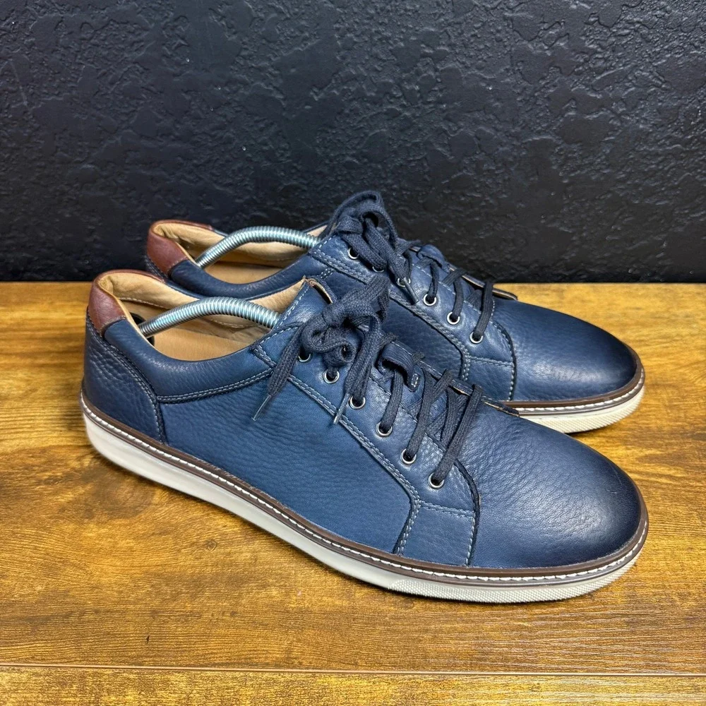Johnston & Murphy Prentiss 25-3347 Navy Leather Sneaker Mens 11M